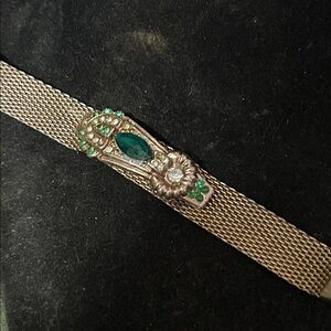 Sarah Cove Gikd Tone & Emerald Mesh Bracelet